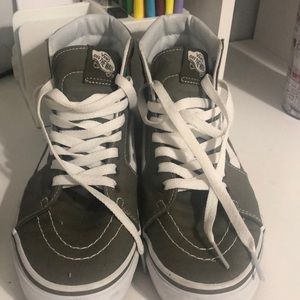 Olive green hightop vans. Worn once.